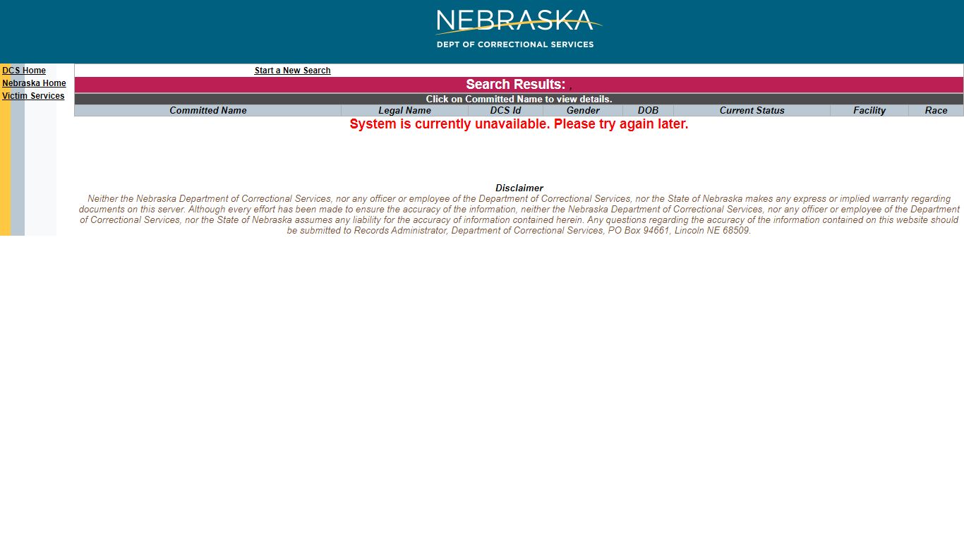 inmateSearchResults.jsp - Nebraska